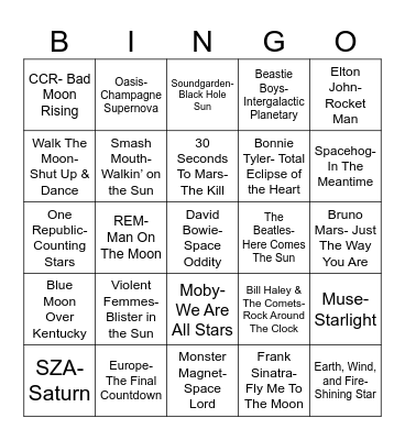 Radio Bingo The Cosmos Bingo Card