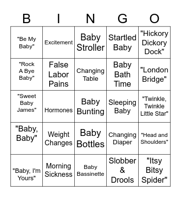 St. Stephen Baby Shower Bingo Card