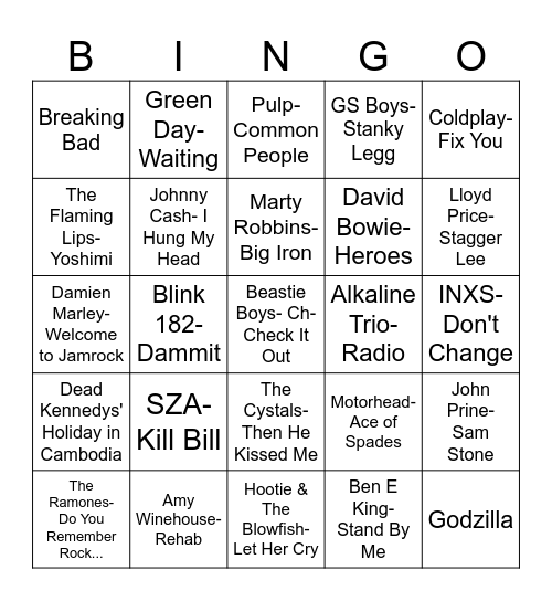 Radio Bingo Matt's Favorites #1 Bingo Card