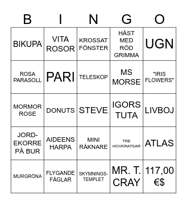 SSO BINGO #1 Bingo Card