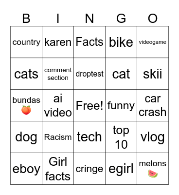 Instagram reels bingo Card