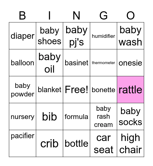 Gender reveal Baby Shower Bingo Card