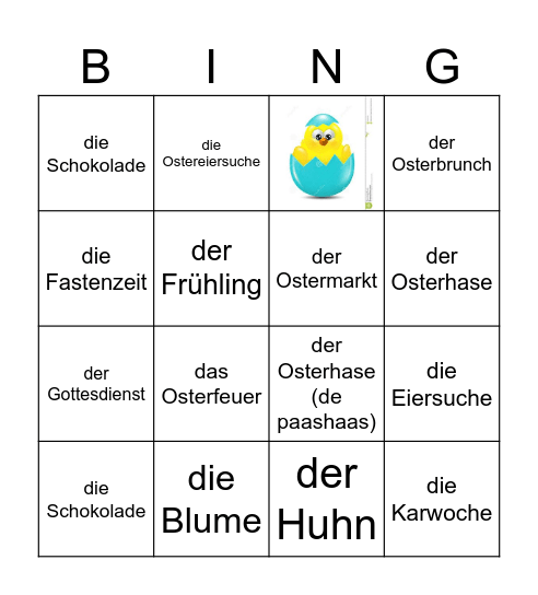 Ostern Bingo Card