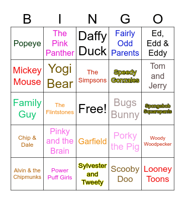 Cartoons Bingo Card