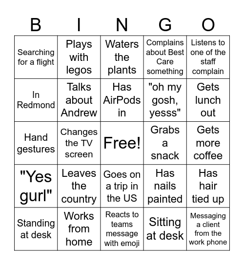 Grady Bingo Card
