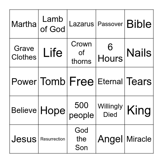 Microsoft Word  Bingo Card