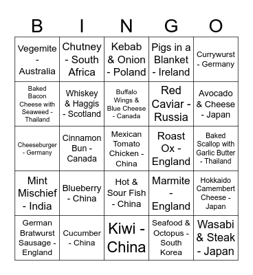 25 of the Weirdest Chip Flavours Bingo Card