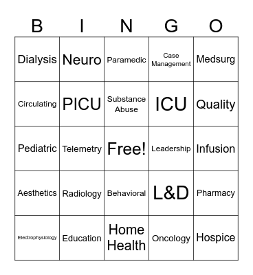 Specialty Bingo! Bingo Card