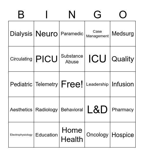 Specialty Bingo! Bingo Card