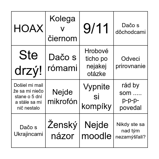 SVT s Mičkom Bingo Card