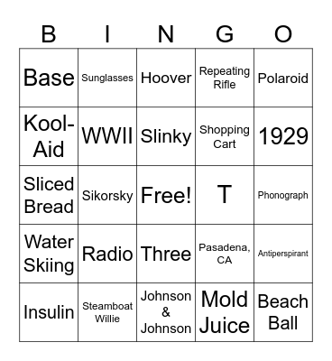 Inventions Bingo Card