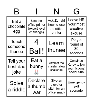 Thunee & Bunny 2024 Bingo Card