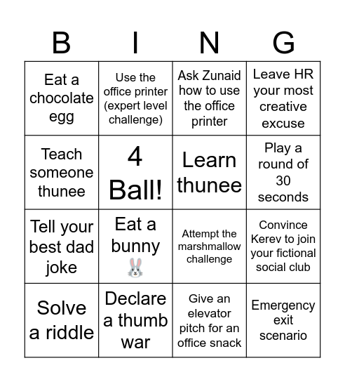 Thunee & Bunny 2024 Bingo Card