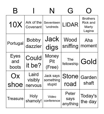 Oak Island S10 E3 Card 2 Bingo Card
