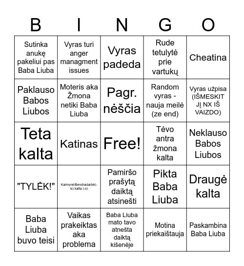 Baba Liuba Bingo Card
