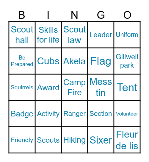 Scout fundraising ticket Bingo Card