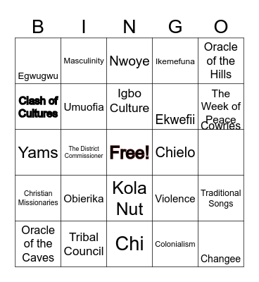 THINGS FALL APART - Bhavneet & Shaun Bingo Card