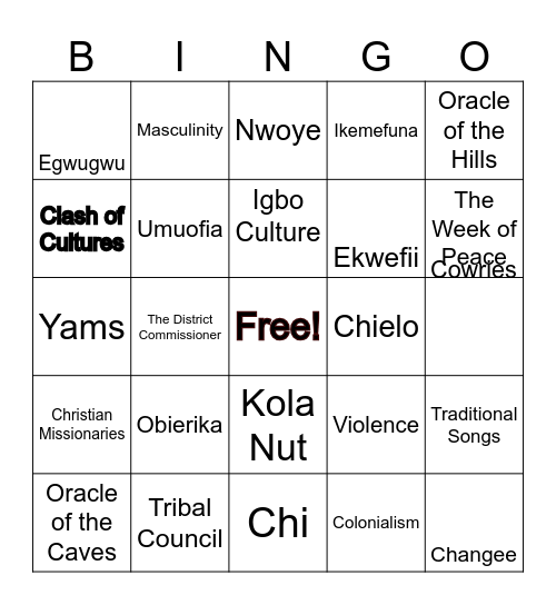 THINGS FALL APART - Bhavneet & Shaun Bingo Card