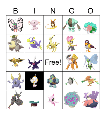 Shiny Pokemon Bingo Card