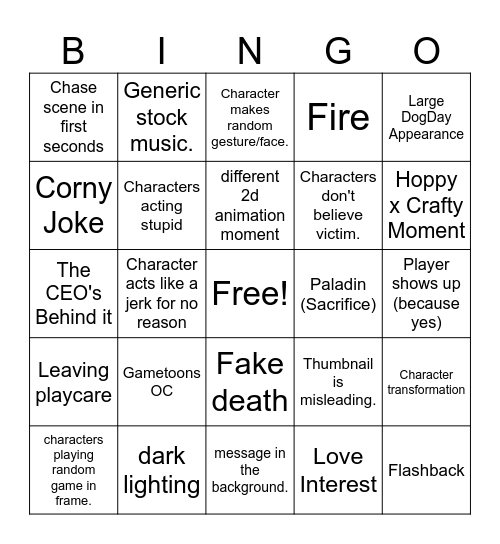 Gametoons Bingo (Poppy Playtime) Bingo Card