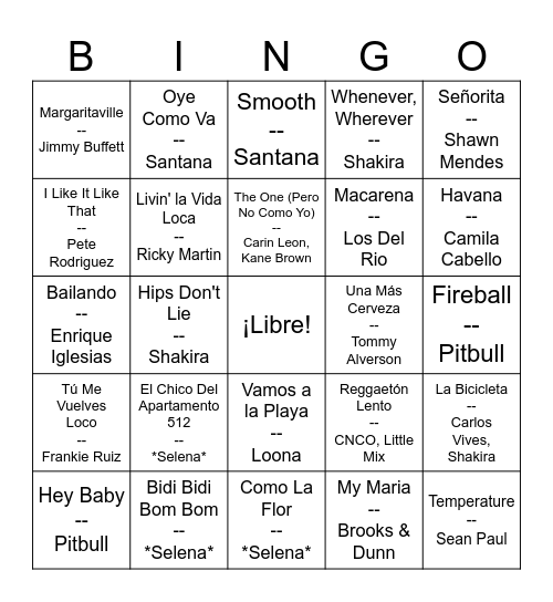 ¡Bingo Caliente! Bingo Card