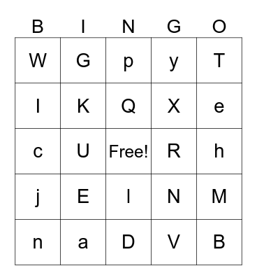 Alphabet Bingo Card