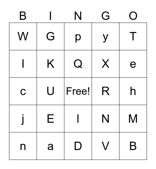 Alphabet Bingo Card
