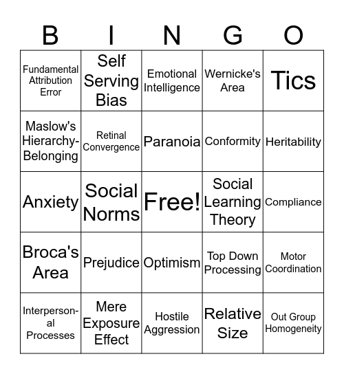 Big Bang BZNGA Bingo Card