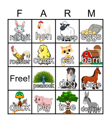 Farm Bingo Card