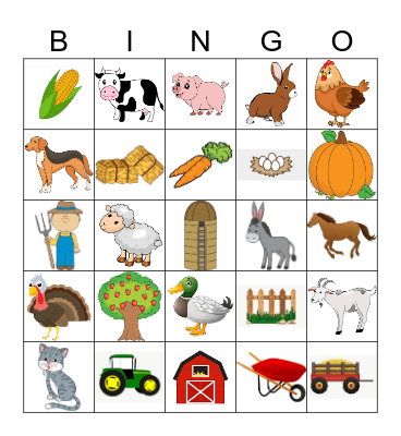 Farm Day Bingo Card