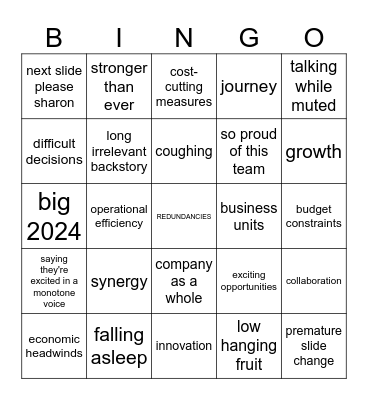 All Hands Bingo Card
