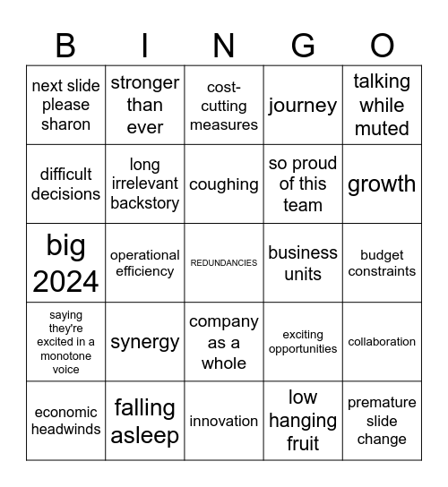 All Hands Bingo Card