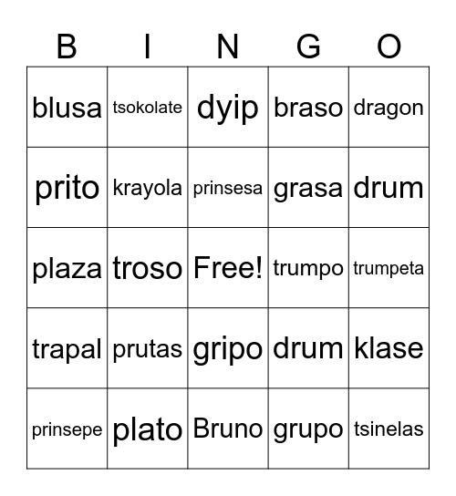 Kluster Bingo Card