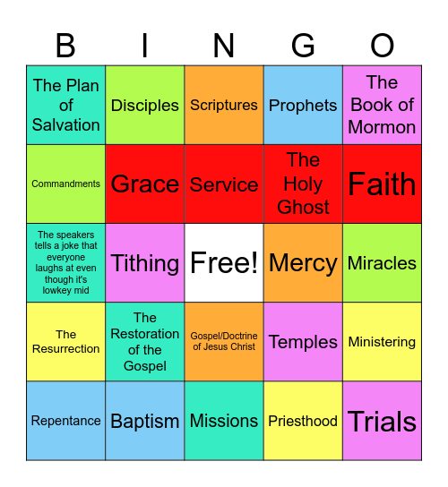 General Conference Bingo Card