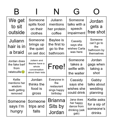 Jorgi 21 Bingo Card