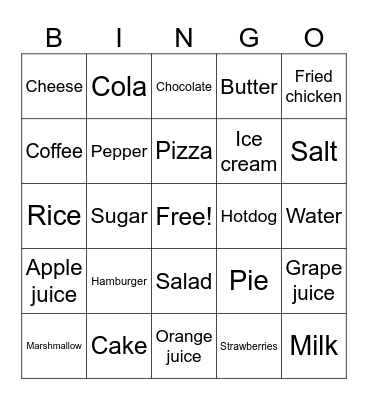 Esl foods Bingo Card