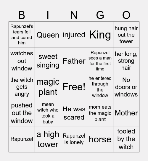 RAPUNZEL Bingo Card