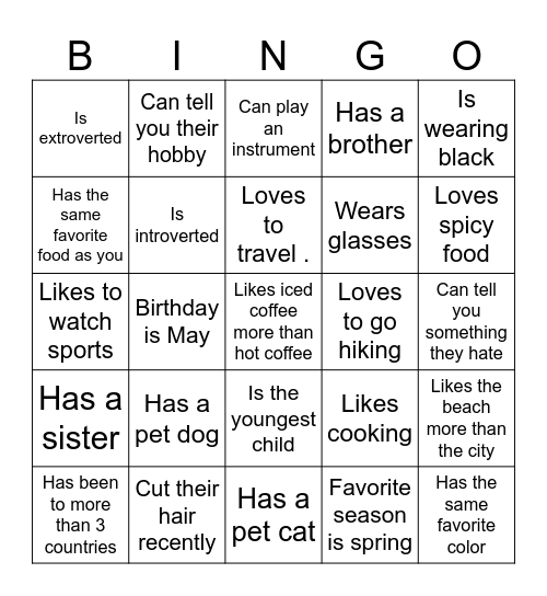 Find someone who! Bingo Card