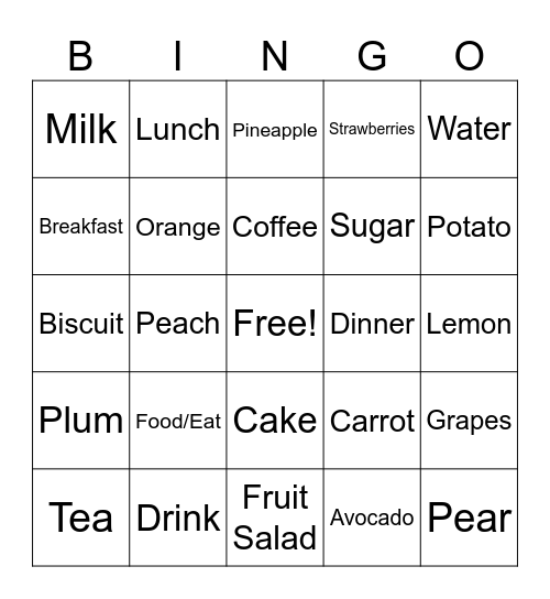 FOOD & DRINKS Bingo Card