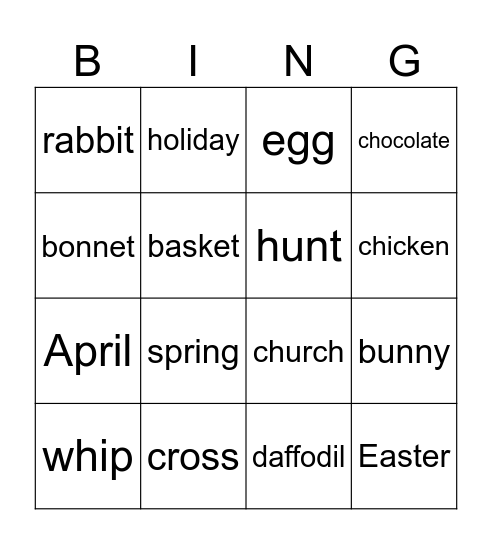 EASTER Bingo Card