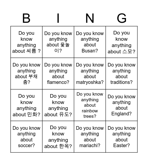 Find someone who knows about this! Bingo Card