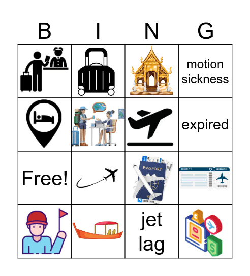 Travel Vocabulary Bingo Card