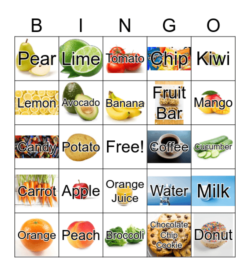 Food & Drinks Bingo Card