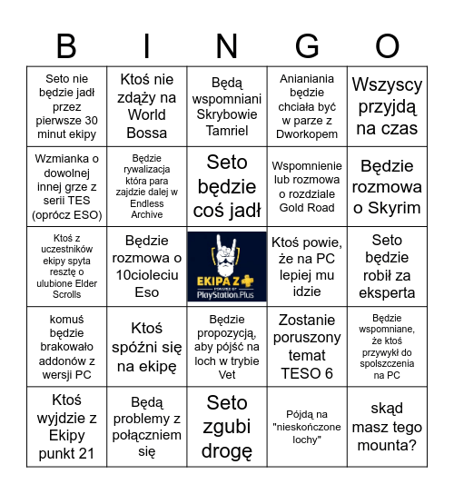 Ekipa z + ESO Bingo Card