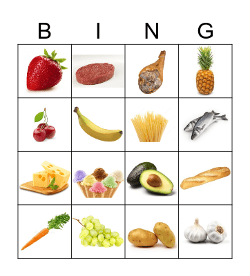 FOOD Bingo Card