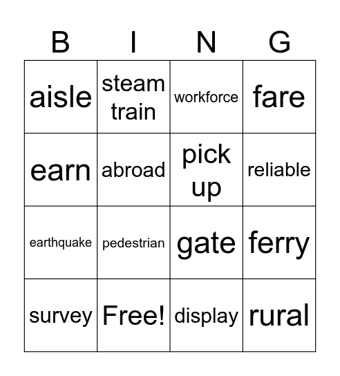 Life B1 Bingo Card