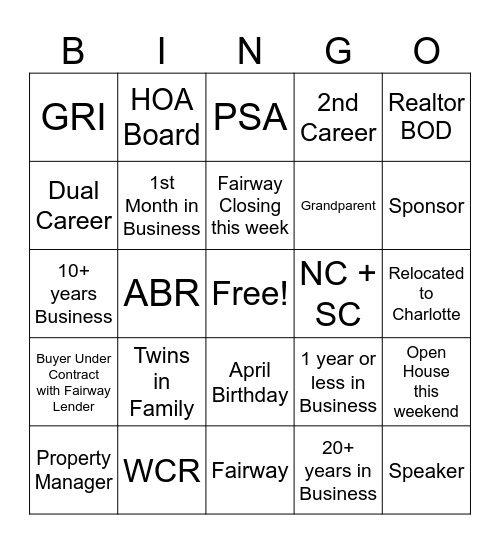 Elevate! Bingo Card