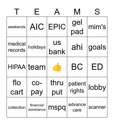 PATIENT ACCESS BINGO Card