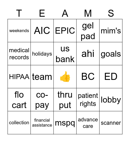 PATIENT ACCESS BINGO Card