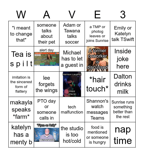 Sunrise Bingo Card